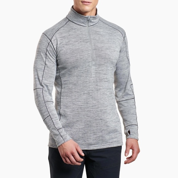 Kuhl Mens Alloy Heather Cloud Gray Long Sleeve Quarter Zip Mock Neck Size XL - Picture 1 of 16